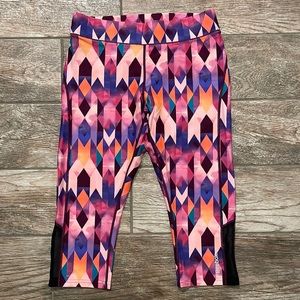 Reebok Multicolored Print Capris with Mesh Detail